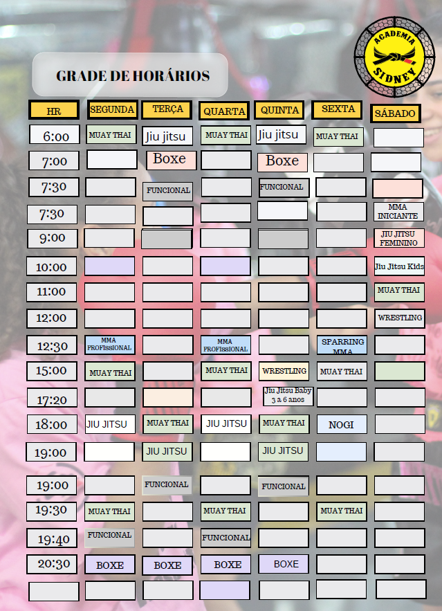 Grade de Horários Revira Black Team